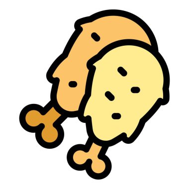 Sıcak tavuk ikonu ana hatları vektörü. Tavuk suratlı. Kutu kızarmış renk düz