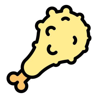 Tavuk gevreği ikon ana hatları vektörü. Nugget yemeği. Hızlı et rengi düz