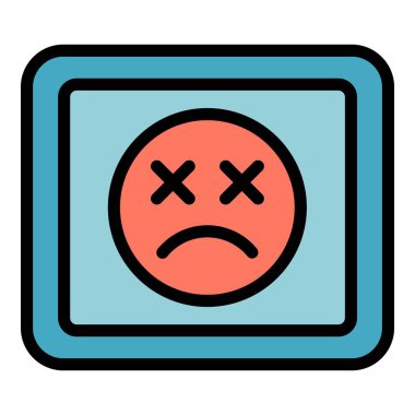 Tablet hata simgesi ana hatları vektörü. Kayıp internet. Soket sitesi rengi düz