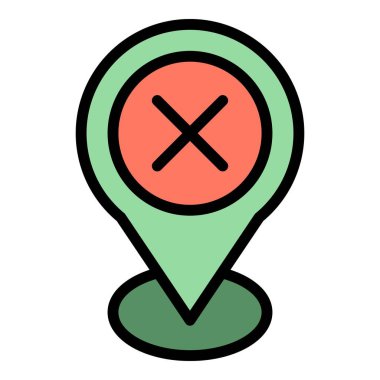 İnternet konum simgesi ana hatları vektörü. Bağlantı kesildi. Soket sitesi rengi düz