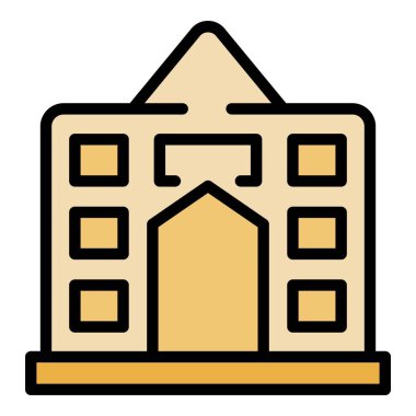 Kültür binası ikon ana hatları vektörü. Ulusal dönüm noktası. Halk sendikası rengi düz