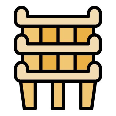 Kutlama binası ikonu ana hatları vektörü. Myanmar günü. Ulusal Gün rengi düz