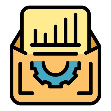 Yönetici dosyaları simge ana hatları vektörü. Toplantı ofisi. Takım üst rengi düz