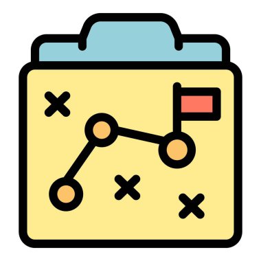 Yönetici strateji simgesi ana hatları vektörü. İnsanlar buluşuyor. Proje raporu rengi düz