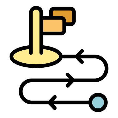 İşletme yöneticisi güzergahı ana hat vektörü. Ofis stratejisi. Proje rengi düzleştir