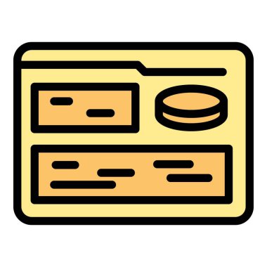 Web kredi simgesi ana hatlı vektör. Para maliyeti. Banka kredi rengi düz