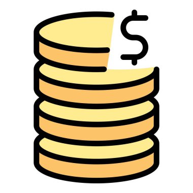 Madeni para yığını ikon ana hatları vektörü. İş bankası. Kişisel kredi rengi düz