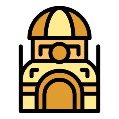 Zagrep ikon ana hatları vektörü oluşturuyor. Şehir denizi. Seyahat doğası rengi düz