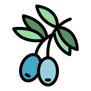 Zeytin dalı ikonu ana hat vektörü. Hırvatları haritala. Siyasi ülke rengi düz