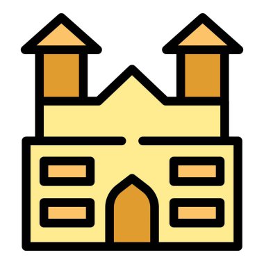 Siyasi şehir ikonu ana hat vektörü. Bayrak haritası. Seyahat Balkan rengi düz