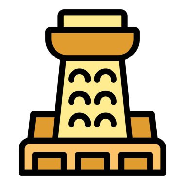 Hırvatistan deniz feneri ikonu ana hat vektörü. Şehir silüeti. zagreb haritasının rengi düz