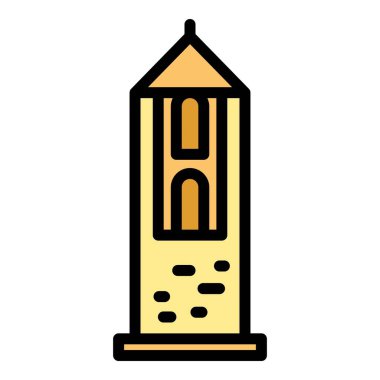 Karadağ kule taslak vektörü. Balkan kıyısı. Alan atlası rengi düz