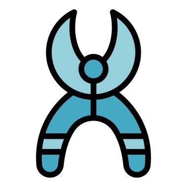 Diş makası ikon ana hatları vektörü. Mücevher elması. Taş cam rengi düz