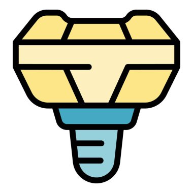 Elmas implantı ana hat vektörü. Diş hekimi. Sihirli bakım rengi düz