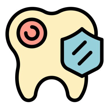 Güvenli diş ikonu ana hat vektörü. Mücevher elması. Cam klinik rengi düz