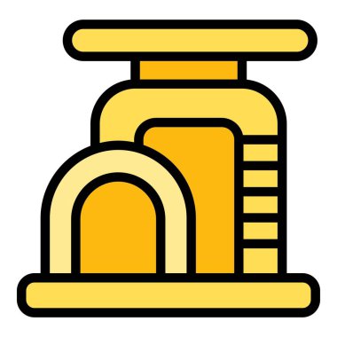 Hayvan oyun ikonu ana hatları vektörü. Kedi evi. Kule mobilya rengi düz