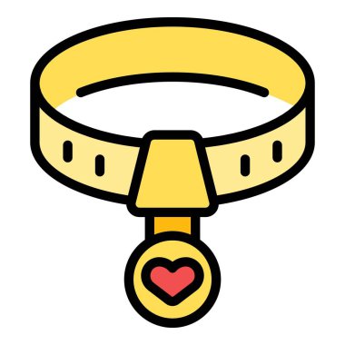 Kedi kemeri ikonu ana hatları vektörü. Ev hayvanı. Kedi kutusu rengi düz