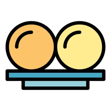 Kızarmış toplar ikon ana hatları vektörü. Kroket patatesi. Tempura et rengi düz