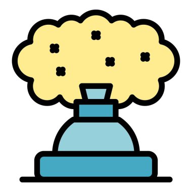 Böcek spreyi ikon ana hatları vektörü. Haşere kontrolü. Hata önleme rengi düz