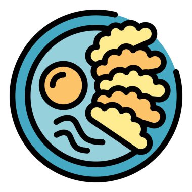 Katmandu gıda ikonu ana hatları vektörü. Tapınak kültürü. Şehir yolculuğu rengi düz