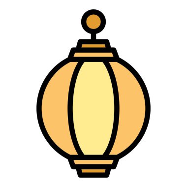 Sokak lambası ikonu ana hat vektörü. Skyline Hindistan. Batı gökyüzü rengi düz