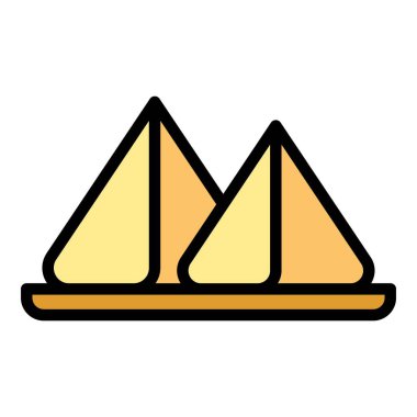 Hint gemileri ikon ana hat vektörü. Bengal Hindistan 'ı. Seyahat anıtı rengi düz