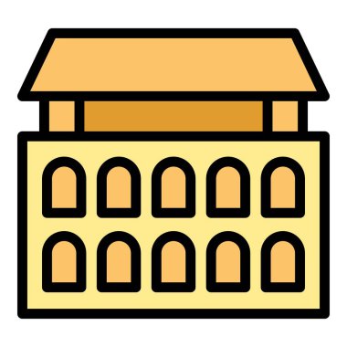 Büyük bina ikonu ana hat vektörü. Afrika seyahati Kart iş rengi düz