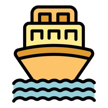 Fas gemi ikonu ana hat vektörü. Afrika seyahati Şehir manzarası seyahat rengi düz