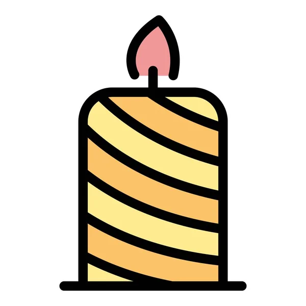 Striped Candle Icon Outline Vector Craft Class Factory Hobby Color — Stock Vector