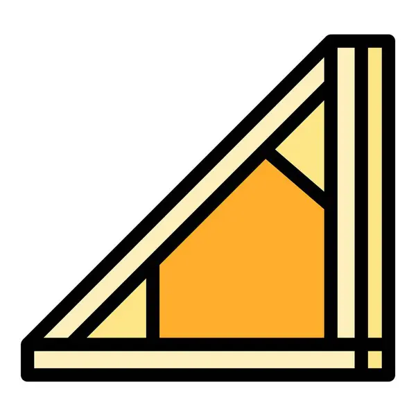 屋根構造アイコンアウトラインベクター 家を修理する 労働者トップカラーフラット — ストックベクタ