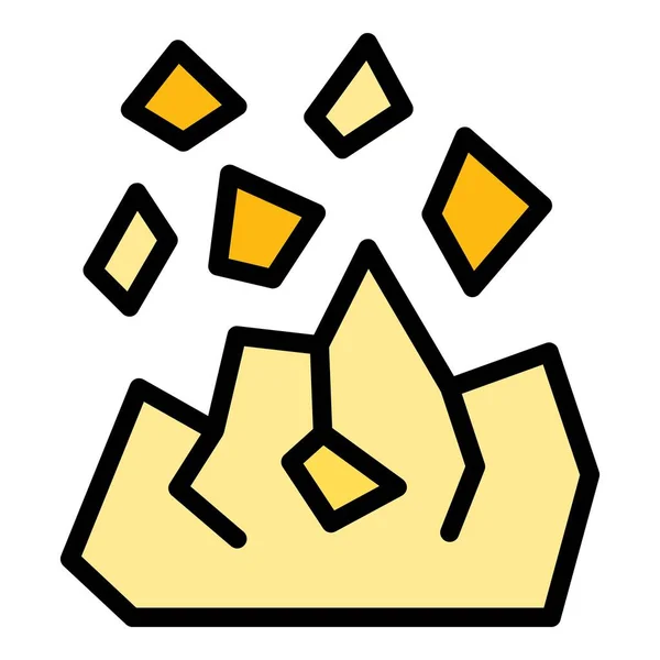 Ikona Klejnotów Górniczych Wektor Zarysu Kopalnia Złota Złoty Koszyk Kolor — Wektor stockowy