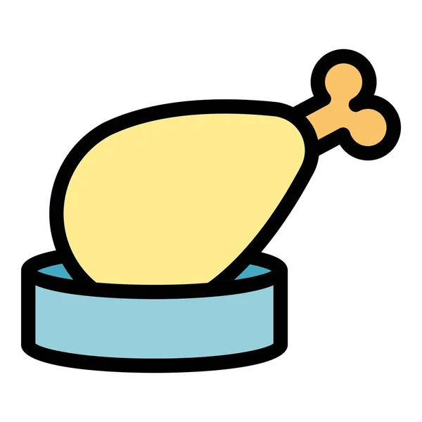 Lezzetli Tavuk Ikonu Ana Hatları Vektörü Nugget Yemeği Hızlı Rengi — Stok Vektör