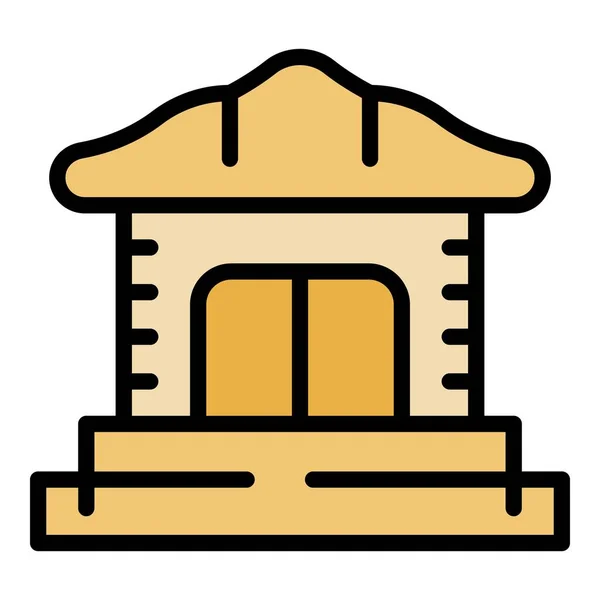 カルチャー寺院のアイコンアウトラインベクトル ナショナルフラワー ユニオンカルチャーフラット — ストックベクタ