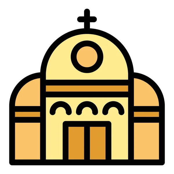 Ikona Kościoła Zarys Wektora Morski Punkt Orientacyjny Zagrzeb Budynek Kolor — Wektor stockowy