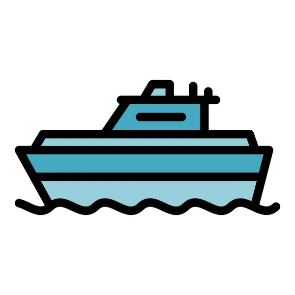 Umrissvektor Für Seeschiff Symbole Flächenatlas Flagge Tour Farbe Flach — Stockvektor