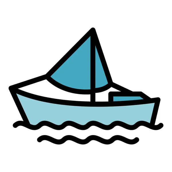 Bateau Mer Icône Contour Vecteur Tour Carte Tour Voyage Couleur — Image vectorielle