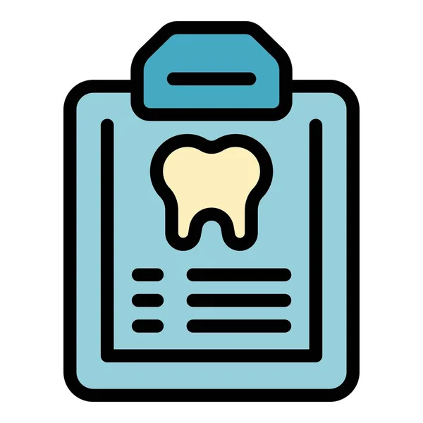 Teeth Clipboard Ícone Contorno Vetor Gema Dentes Cor Dos Cuidados —  Vetores de Stock