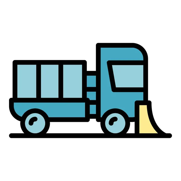 Cleanliness Sweeper Icon Outline Vector Road Truck Machine Vehicle Color — Stock Vector