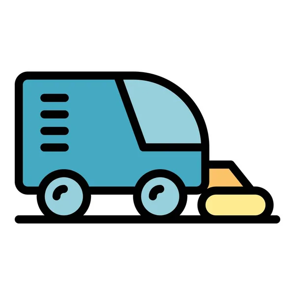 Sweeper Machine Icon Outline Vector Road Truck Street Cleaner Color — Stock Vector