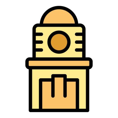 Saat şehri ikon ana hatları vektörü. Afrika seyahati Harita pul rengi düz