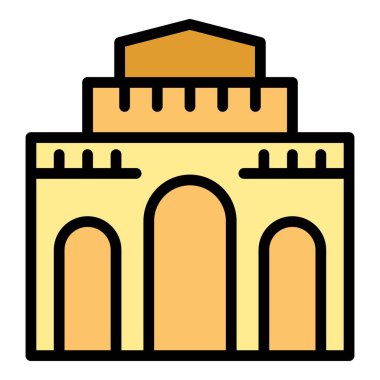 Casablanca binası ikon ana hat vektörü. Şehir yolculuğu. Köy pazarı rengi