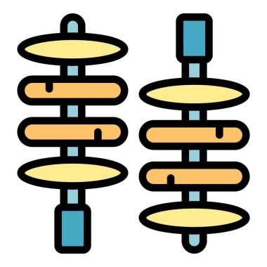 Japonya bbq simgesi ana hat vektörü. Lokanta. Çin yemeği rengi düz