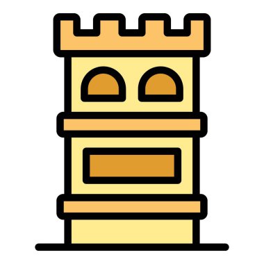 Malta kulesi ikon ana hatları vektörü. Malta pulu. Ülke amblemi rengi düz