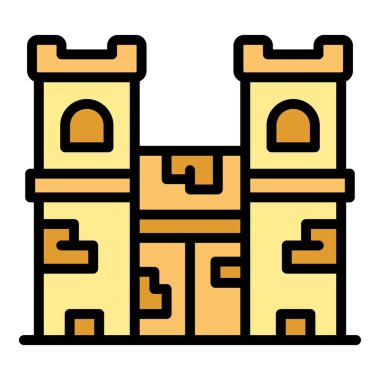 Malta kalesi ikon ana hat vektörü. Avrupa silueti. Malta pulu rengi düz