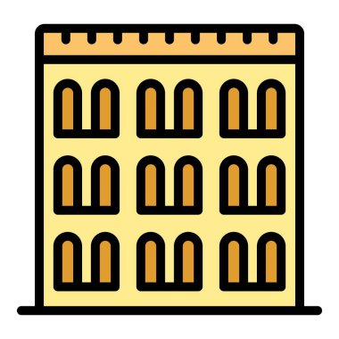 Çapraz yapı ikonu ana hat vektörü. İşaretli bir yer. Pub amblem rengi düz