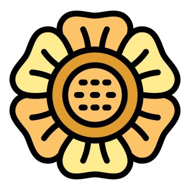 Tropikal rafflesia ikon ana hatları vektörü. Çiçek bitkisi. Çiçekli orman rengi düz