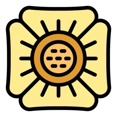 Malezya rafflesia ikon ana hat vektörü. Çiçek bitkisi. Tropik ceset rengi düz