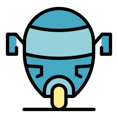 Tuktuk üç tekerlekli ikon ana hatları vektörü. Hint bisikleti. Asya tuk rengi düz