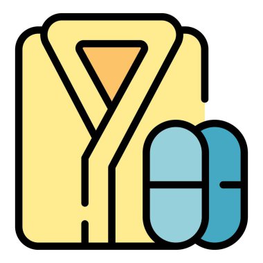 Otel bornozu ikonu ana hatları vektörü. Kahve kahvaltısı. Çalışma rengi düz