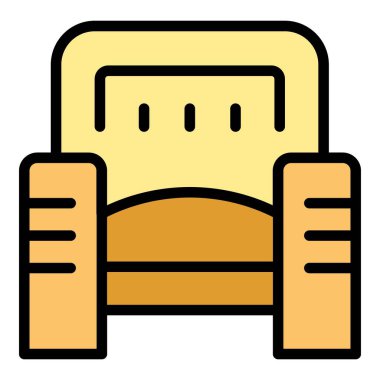 Yumuşak koltuk simgesi ana hatlı vektör. Sabah yemeği. Yatak renginde iç.